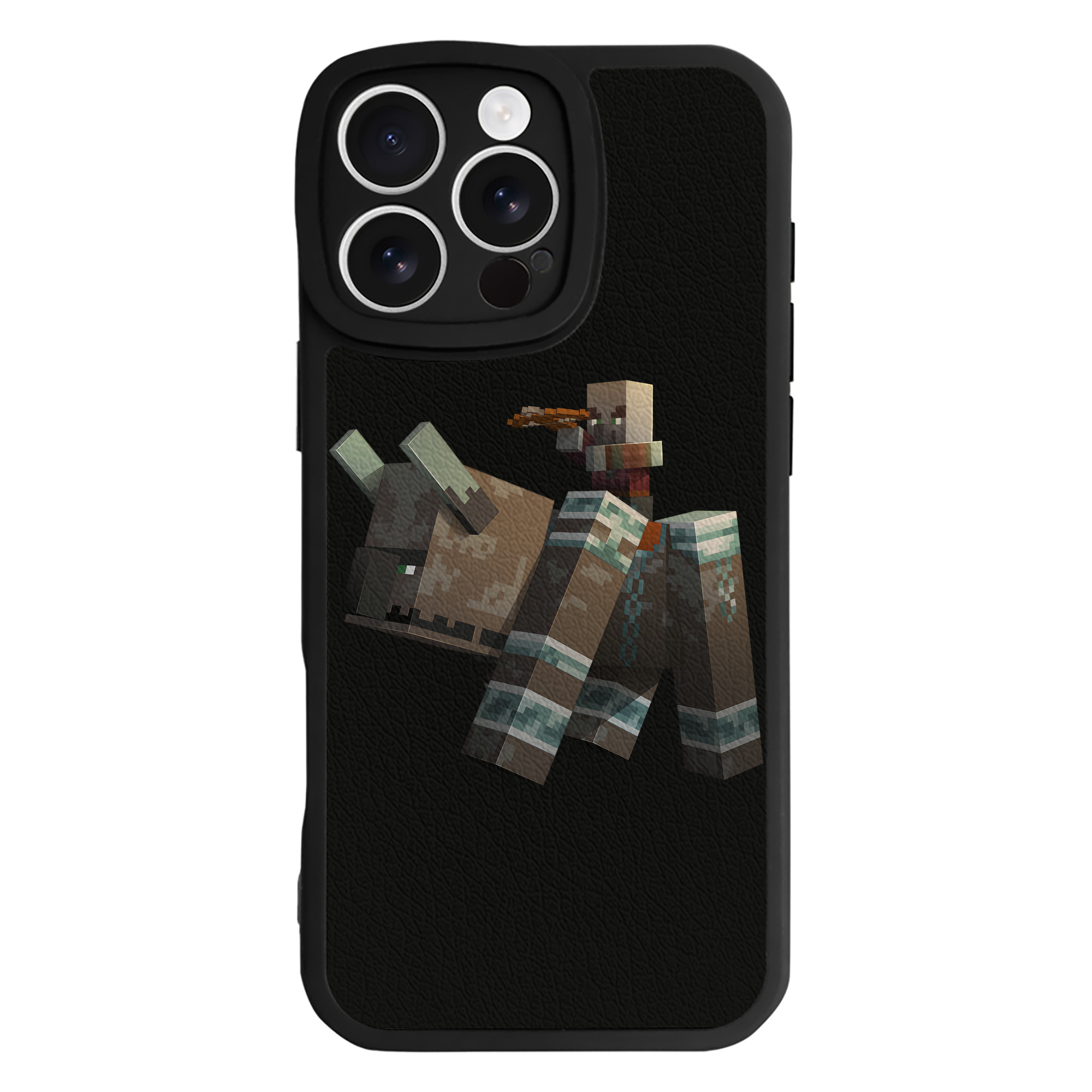 （画像用） マインクラフト ブロックの世界 Minecraft MC Block world 【iPhone 16シリーズ対応】シリコンスマホケース（レザー調） 材質：シリコン